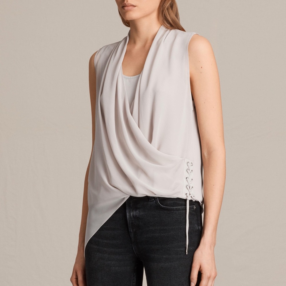 All Saints All Laced Top Surplice Wrap blouse